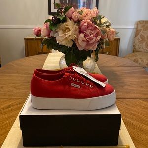 Superga Red Platform Canvas Sneaker - NWT women’s US 10